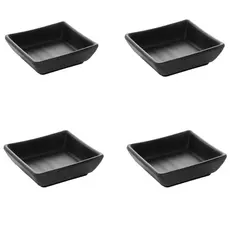 Kit 4 Porta Shoyu De Melamina Quadrado Tóquio Preto Lyor