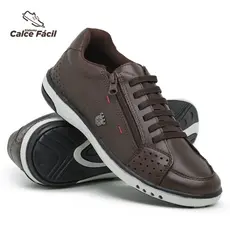 Sapatenis Masculino Couro Vegano Confort Casual Anti Stress Ortopedico