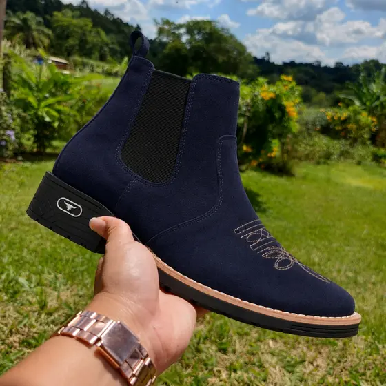 Bota Country Texana Masculina Confortável Moda Western Solado em Borracha Antiderrapante