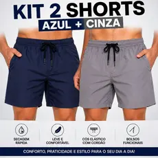 Kit 2 Shorts Masculino Bermuda Masculina Mauricinho Liso Básico Tactel Moda Praia Promoção