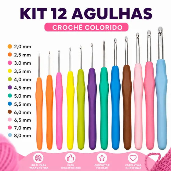Kit Agulhas Barbante Para Crochê Profissional Peças croche fio de malha, barbante, lã ou linha