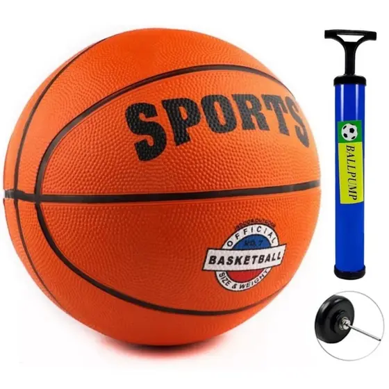 KIT BOLA DE BASQUETE TAMANHO OFICIAL PRO 7 COM BOMBA DE AR, COM BICO