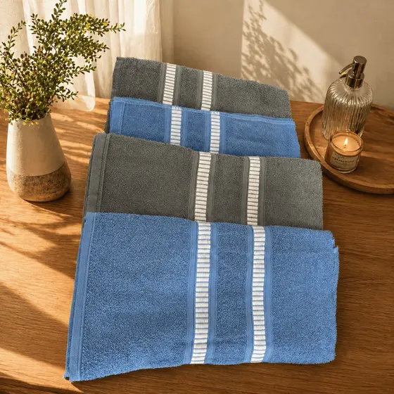 Kit 4 Peça Toalha De Algodão 2 Banho + 2 Rosto Conforto Macia E Absorvente Atacado Cores Variadas