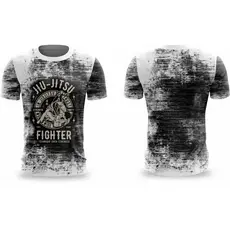 Camiseta Jiu Jitsu Fighter Branca Camisa BJJ Masculina Treino Luta Academia Esportiva Estampada Kimono Jiu Jitsu