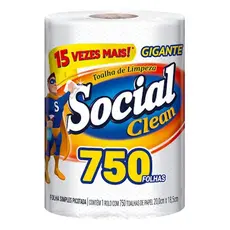Toalha De Papel Social  Clean Gigante 750 Folhas Simples