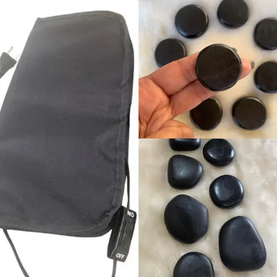 Kit 7 Pedras Vulcânicas + Bolsa Térmica + Kit 8 Podais