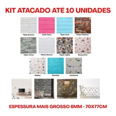 Kit 4,6,8 ou 10 Placas 3D Autocolante Tijolinho Decoração 77X70 Grossa 6mm