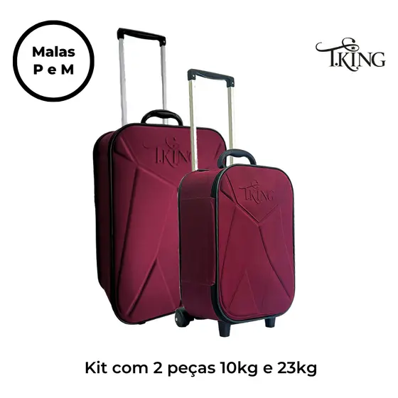 Kit 2 Malas De Viagem 10kg e 23kg Pequena e Média Resistente P e M - T.King