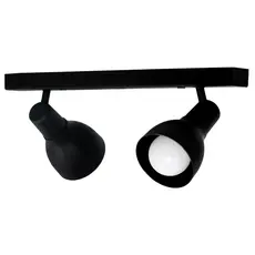 Lustre Luminária Teto Trilho Eletrificado 2 Spot Duplo Lâmpadas E-27 Preto Articulado Direcionavel Led 360° Sobrepor