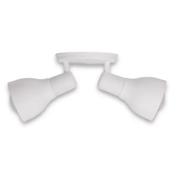 Luminária Spot Direcionável Branco Articulado Duplo 2 Lâmpada Led E27 Bivolt Parede Teto Gesso Forro