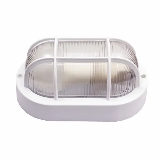 Luminária De Parede Arandela Tartaruga Externa Com Grade Soq E27 Policarbonato Branco Jardim Garagem balizador