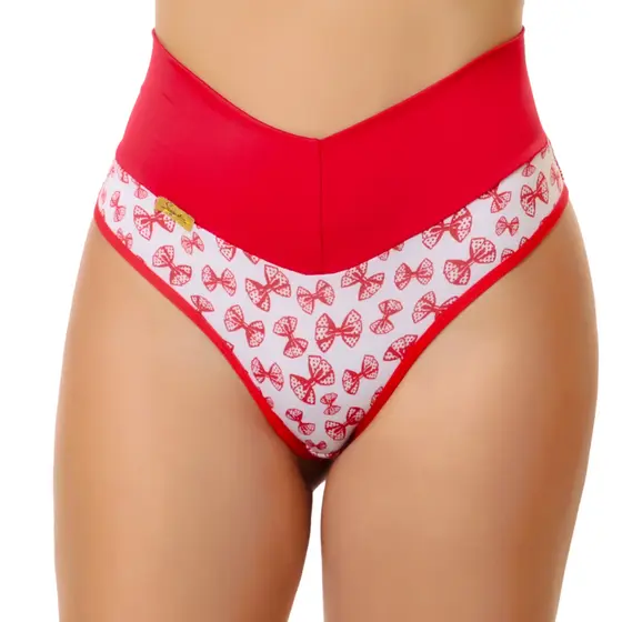 Calcinha Modeladora Feminina Estampada Cós Alto e Fio Dental Duplo