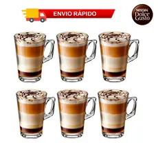 Jogo 3 ou 6 Peças Canecas Capuccino Nespresso Em Vidro Coffee 185ml Chocolate Café Nespresso Taça