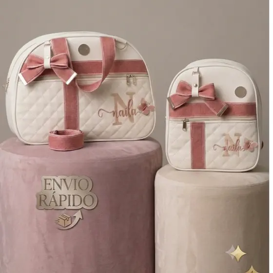 Bolsa Maternidade Perssonalizada LUXO 2 Peças  Com a Inicial e Nome do Bebê Menino e Menina
