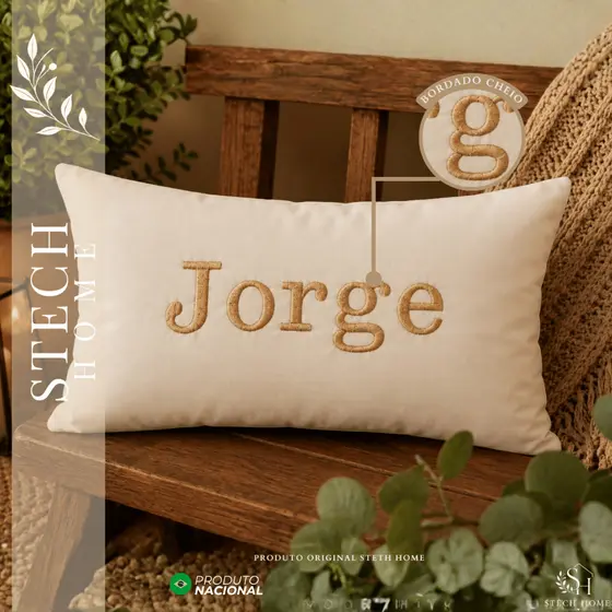 ALMOFADA PERSONALIZADA COM NOME 40x25 | BORDADA | COM ZIPER | DECORAÇÃO l VÁRIAS CORES HOME DECOR