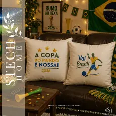 KIT 2 ALMOFADAS DA COPA CHEIAS COMPLETAS BORDADAS PREMIUM DECORAÇÃO COPA DO MUNDO 2026