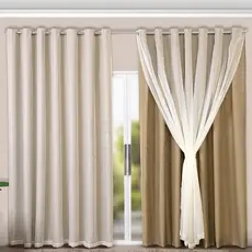 Cortina Blackout Com Voil 2,80m X 2,30m para varão simples - Cortina Para janela de Sala ou Quarto