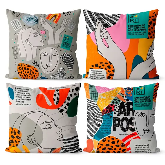 Kit 4 Capas de Almofadas Decorativas 45x45 - Moderna 045