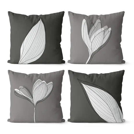 Kit 4 Capas de Almofadas Decorativas 45x45 - Cinza Minimalista