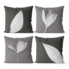 Kit 4 Capas de Almofadas Decorativas 45x45 - Cinza Minimalista