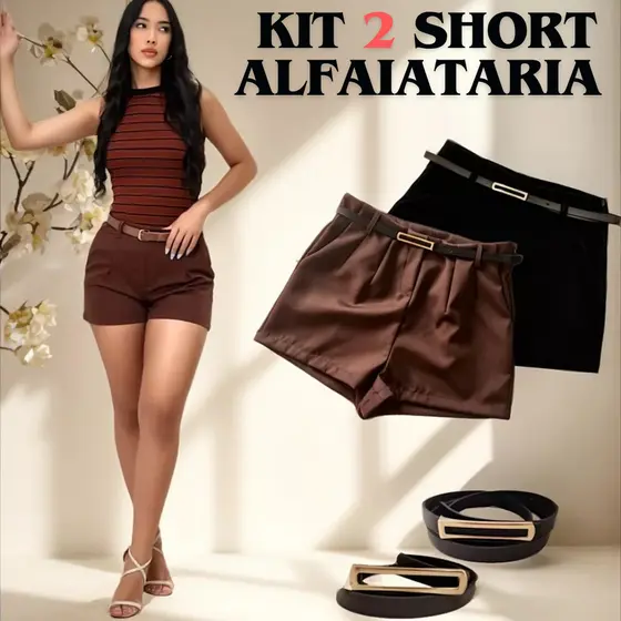 kit short 2 alfaiataria feminino Plus Size