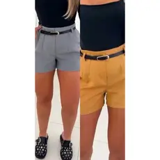 Kit 2 Short Alfaiataria Com cinto Fivela Dourada