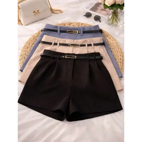 Kit 3 Shorts Plus Size Alfaiataria Feminino Com Cinto verão 2026