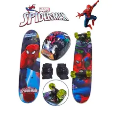 Skate Radical Infantil homem Aranha C/ Kit Proteção