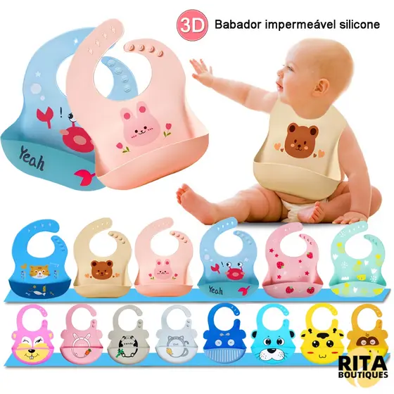Kit Babador De Silicone Bebê Impermeável Cata Migalhas Infantil Menina Bandana Blw Rosa Buba Bibs