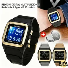 Relógio Masculino À Prova D'Água Relógios Dual Time Esportivas Clássico Quadrado Multifunções