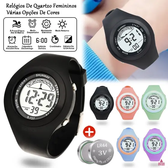 Relogio Feminino Digital A Prova D'谩gua Led Esportivo Original Com Alarme Cron么metro