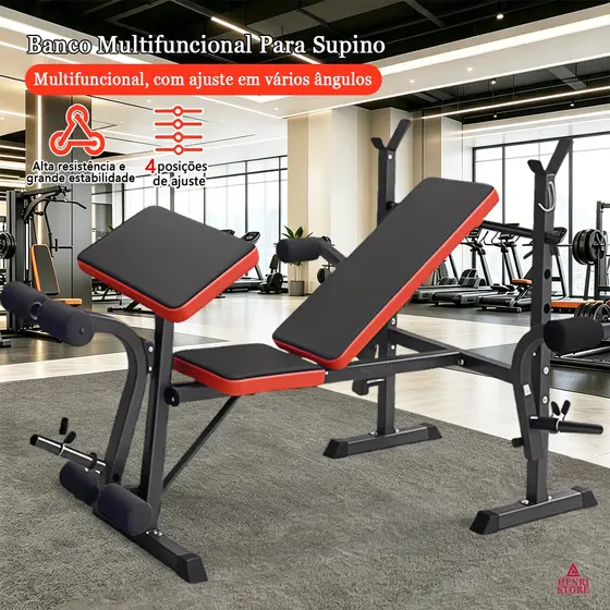 Banco De Supino Estacao De Musculação Encosto 4 Ajustes Banco Do Pastor 5 Ajustes Suporta Até 150KG