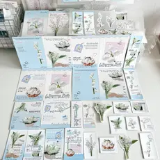 19 Pçs/Set Flor Branca Adesivo De Vedação Conjunto De Cartão De Visita Material De Embalagem Decoração De Presente DIY