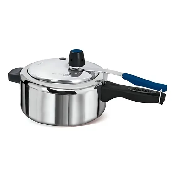 Panela de Pressão 2,5L cor POLIDA/PRETA ALUMINIO REFORÇADO