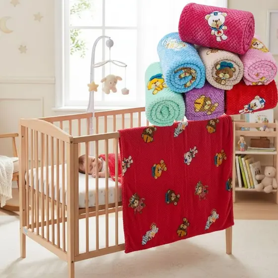 Manta Cobertor Infantil Bebê Peluciada Ursinhos 90x110cm