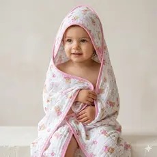 Toalha de Banho Bebe Fralda Soft com Capuz Menino Menina Neutro 100% Algodão Enxoval 3 camadas