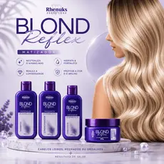 Kit Capilar Blond Reflex 4 Peças Rhenuks Matizador Shampoo Máscara Liso Loiro Desamarelador 200ml