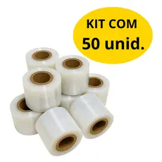 KIT 50 Bobinas de Filme Stretch Virgem com 200 mestros estirado 50mm (5cm) com 25 micras