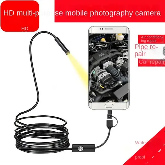 Venda em estoque pronto Espelho multifuncional para detecção de tubulação Câmera para celular Esgoto de carro Reparação