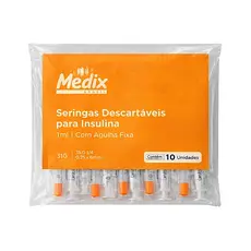 Seringa Insulina 1ml Agulha Fina 6x0,25mm 31G - Kit 10 / 30 / 50 Medix