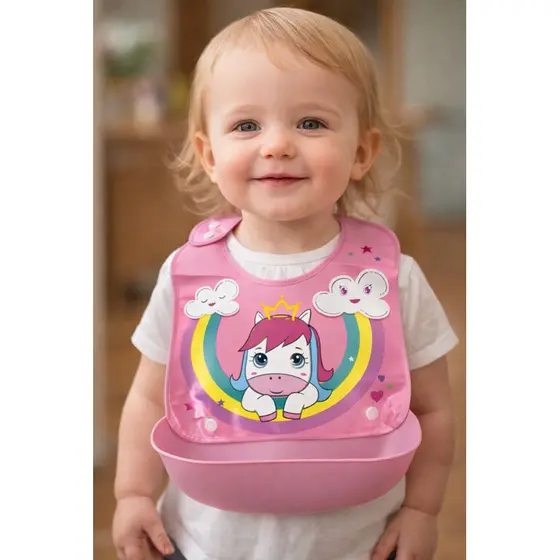 Babador De Silicone Para Bebê Impermeável Cata Migalhas Infantil Babador Para Bebê