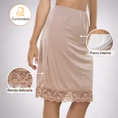 Saiote Anagua Com Renda Feminina Para Vestido e Saia Combinação Segunda Pele