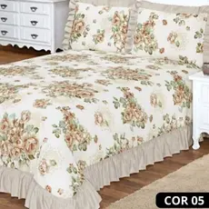 JOGO DE CAMA COLCHA QUEEN COBRE LEITO PIQUET COM BABADO 3 PEÇAS PRATICO PARA O DIA A DIA