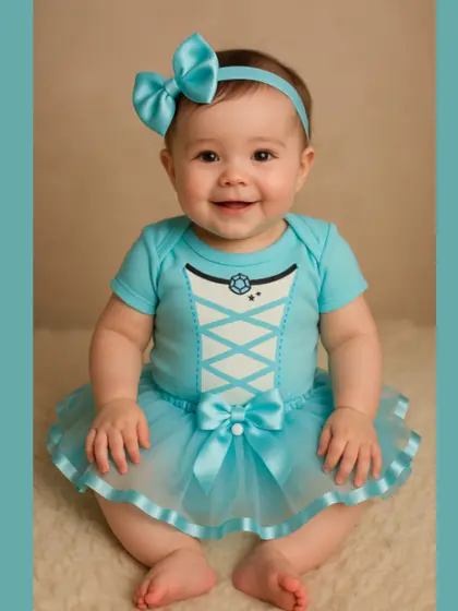 Body Bebê mesversario Menina Cinderela Temático+Laço+Tule