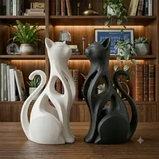 Escultura Estatueta Gatos Decorativos Minimalista Decoração Moderna Design para  Quarto Sala  Presentes Felino Elegante.