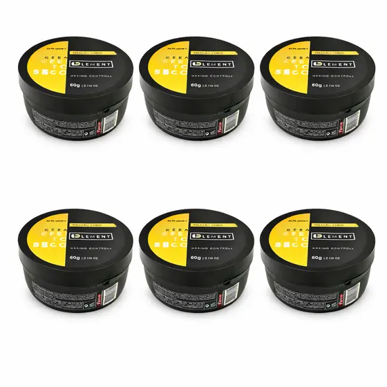Kit 6 Pomadas Modeladoras Element Fixação Forte Efeito Seco - 60g cada
