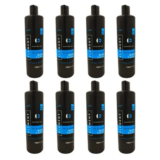 Kit 8 Unidades Shaving Gel Element Menthol 750 ml  uso Profissional Atacado