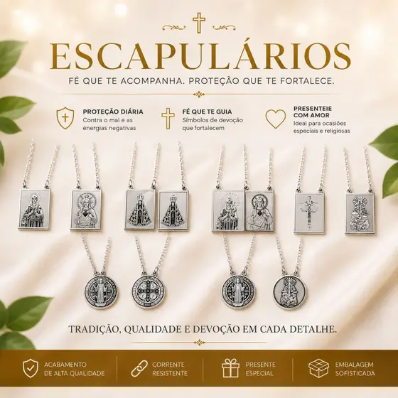 Escapulários Amuletos Aço Inox 316l Prateado