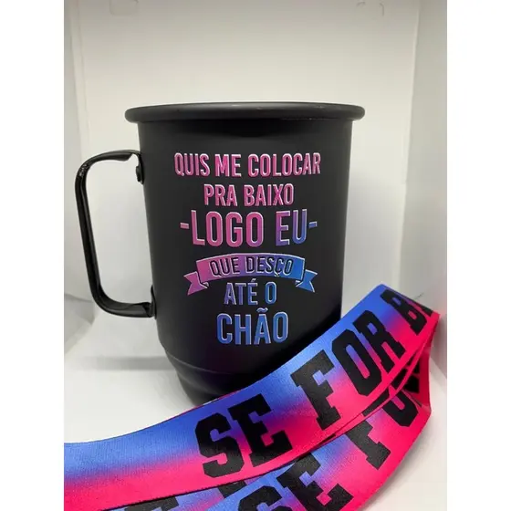 Caneca De Alumínio Personalizada De 800ml Com Tirante Incluso