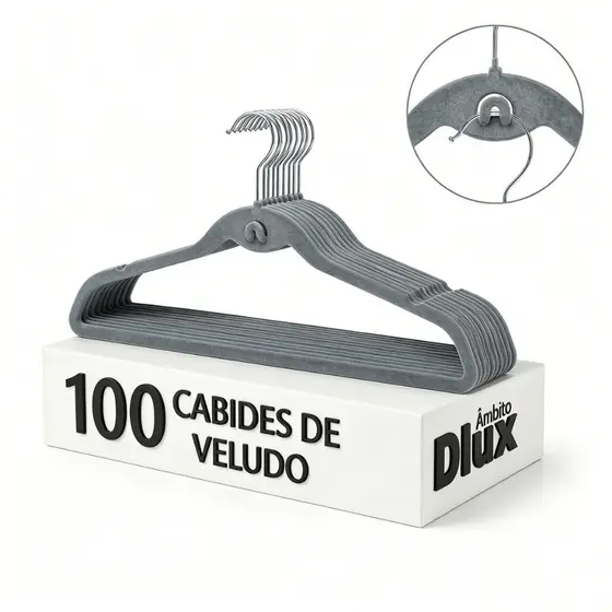 Ambito Dlux Kit 100 Cabides de Veludo Slim Ultra Fino Adulto Cabide para Organização de Closet e Araras Lojas